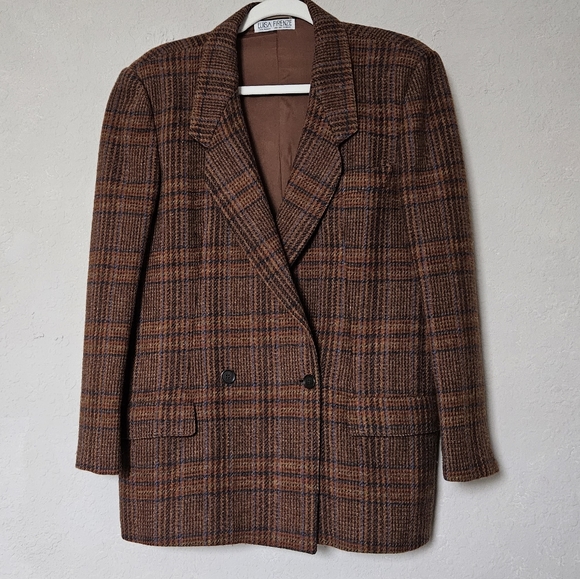 Luisa Firenze Via Roma Brown Tweed Double Breasted Woman’s Oversized Blazer - Picture 9 of 13